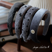 空山雾屿 原创灰色素雅海绵发箍高颅顶洗脸头箍发卡拍照发饰