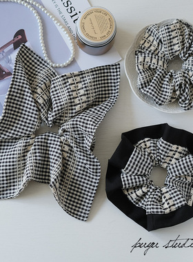 《简素格韵》朴遇原创手工学院风格子大肠发圈方巾发绳头绳发饰