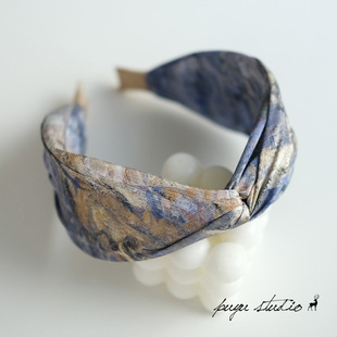 致敬莫奈复古油画交叉发箍高颅顶头箍洗脸发卡百搭发饰 悬崖