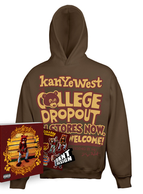 KANYE WEST 侃爷 辍学熊 印花 连帽卫衣 头像 嘻哈 说唱 宽松 rap