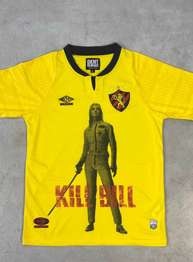 杀死比尔球衣Remake人像T恤花字设计足球服运动网眼欧美潮流印花