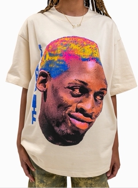 罗德曼 Rodman 印花 短袖T恤 vintage 小领口 美式街头 纯棉重磅