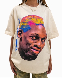 罗德曼 Rodman 印花 短袖T恤 vintage 小领口 美式街头 纯棉重磅