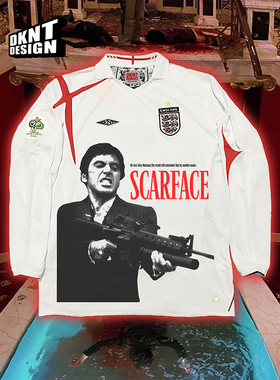 英格兰球衣足球服REMAKE疤面煞星SCARFACE阿尔帕奇诺人像长袖春夏