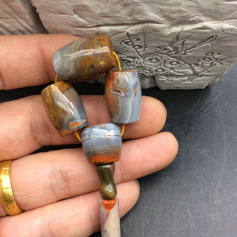 天然上古战国红玛瑙三通佛头古法做旧玛瑙三通diy菩提配件