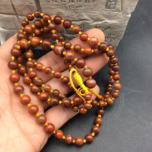 精美宣化上谷战国红玛瑙缠丝108百粒佛珠圆珠塔t项链手链配链包邮