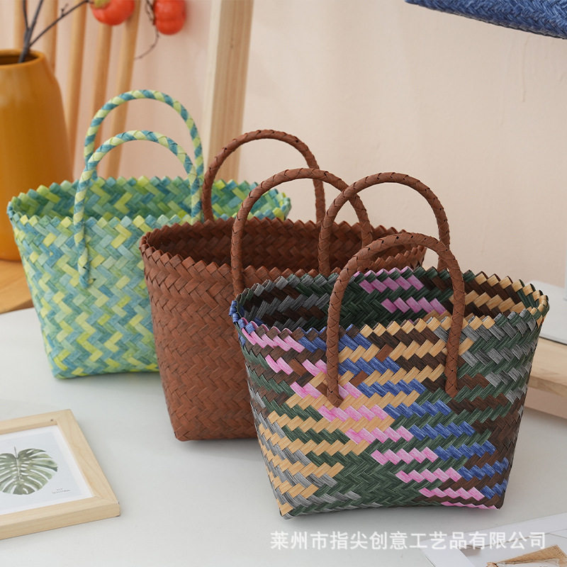 手工编织大容量手拎购物篮