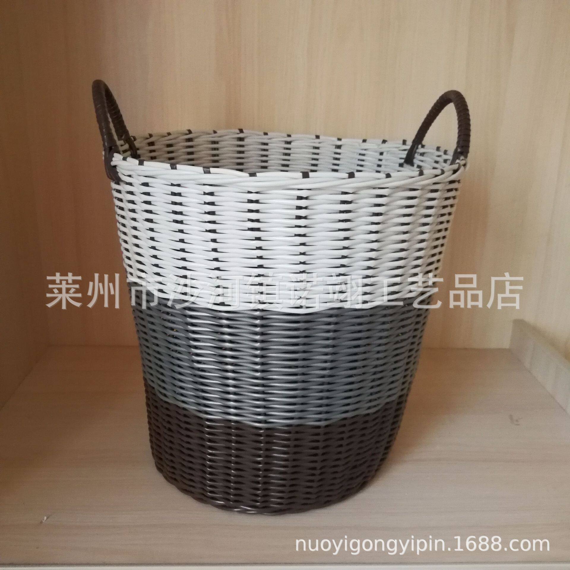 仿藤编织可水洗居家收纳篮