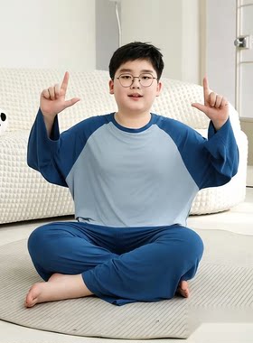 胖大童莫代尔春夏薄款家居服套装