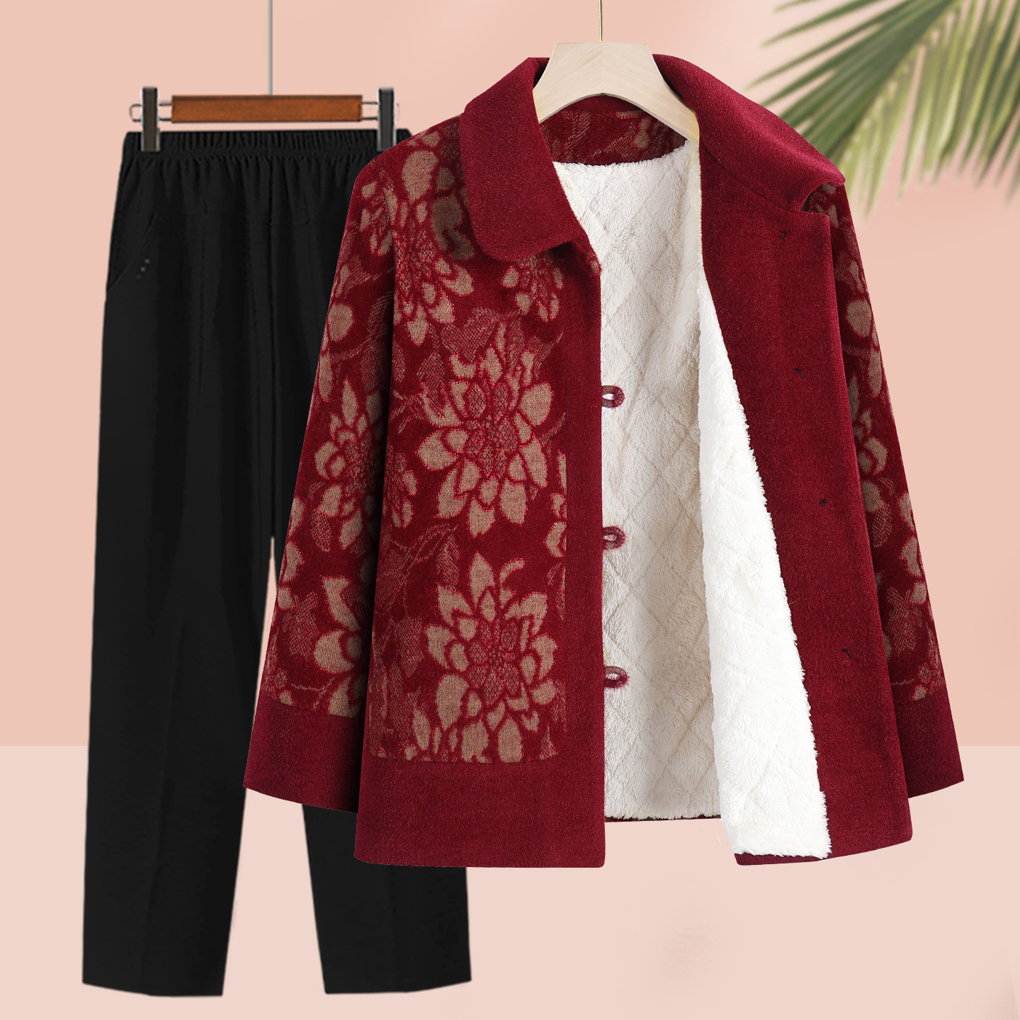 奶奶加绒仿貂绒外套女老年人新款