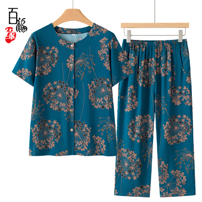 中老年人夏装女奶奶棉绸套装新款