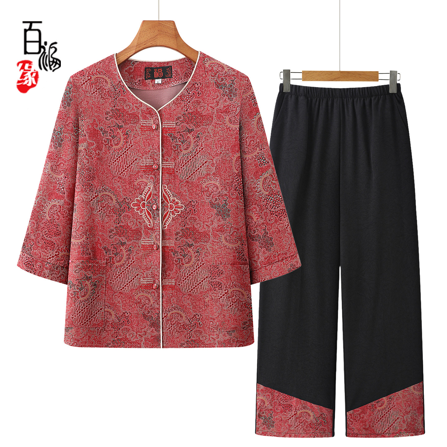奶奶夏套装衣服中老年人女装新款