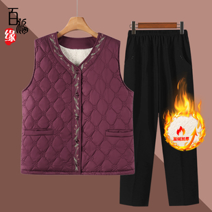 坎肩内胆 奶奶装 中老年人秋冬加大码 马甲女胖妈妈加绒保暖背心短款