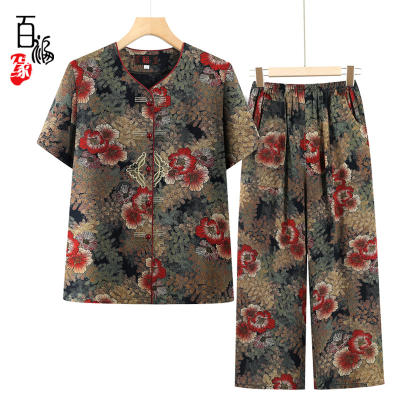 奶奶装夏装绵绸短袖衣服70-80岁