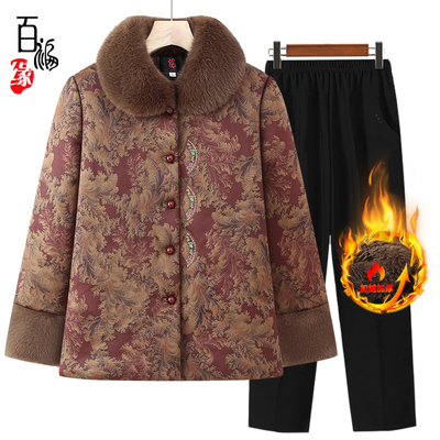 老年人冬装女棉衣奶奶装加绒唐装