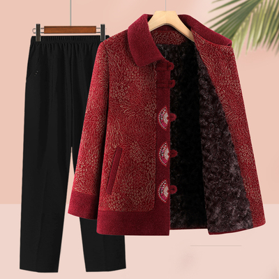 老年女装秋冬款仿貂绒外套奶奶装