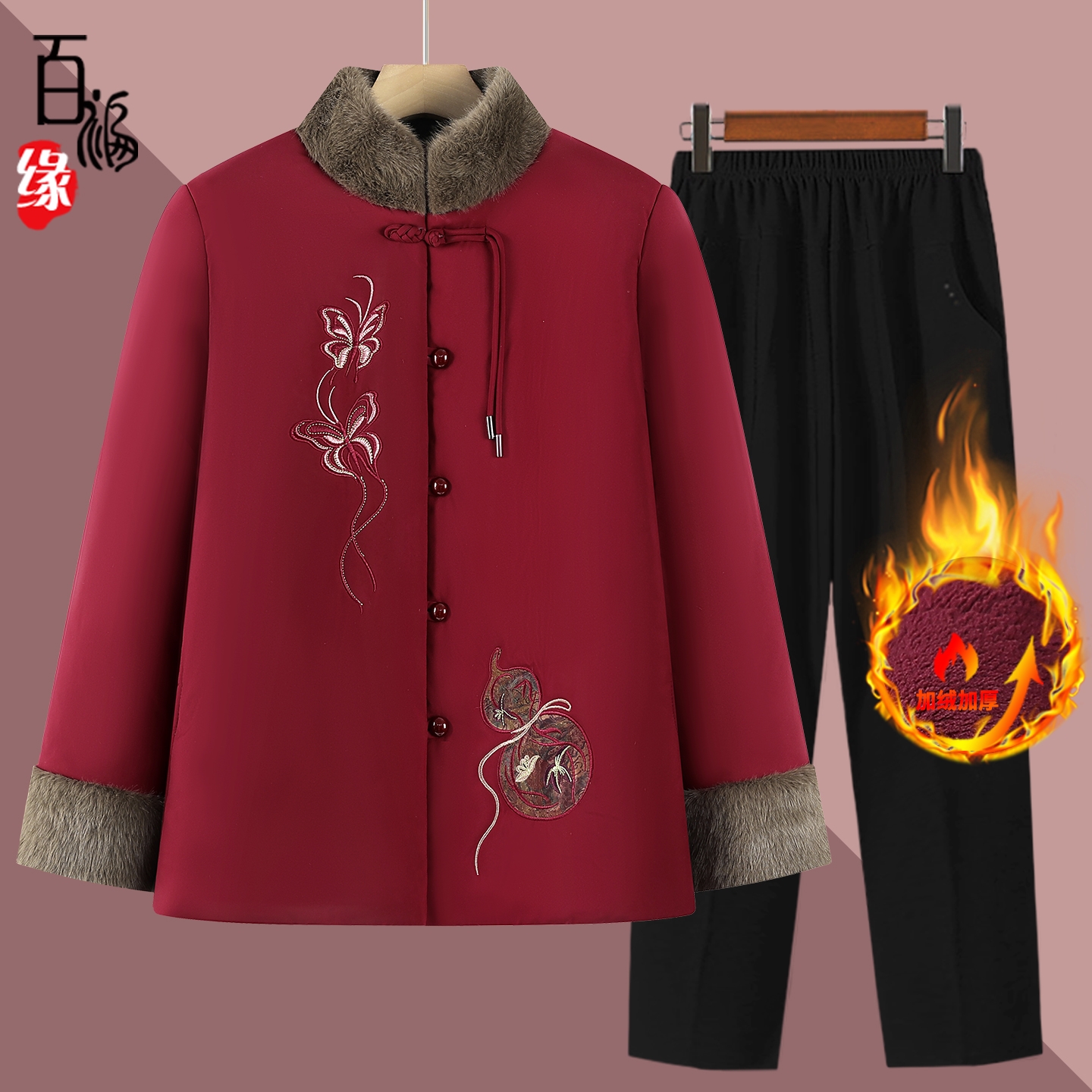 奶奶冬装棉服中老年人女加厚外套