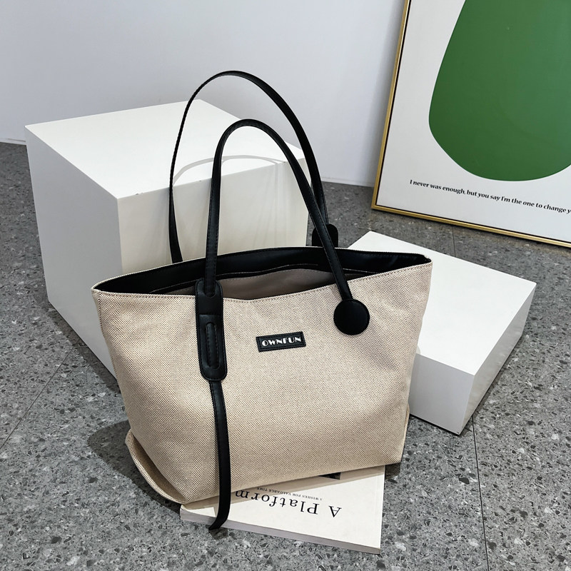 AUTHENTIC LARGE-CAPACITY TOTE BAG 2024 NEW WOMENS BAG LIGHT LUXURY LIGHTWEIGHT CANVAS BAG VERSATILE CASUAL HAND-HELD SHOULDER BAG