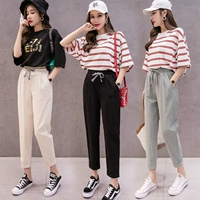 Quần cotton và vải lanh nữ 2019 mới mùa hè quần mỏng phần rộng giản dị lỏng lẻo mỏng hoang dã 9 điểm chân quần harem - Khởi động cắt quần thun nữ