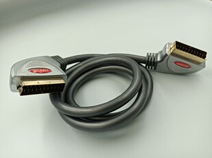 台湾产 金属型 欧插SCART线 21针 对 21针0.8米 镀金头