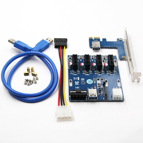 CI-E转PCIE转接卡 1转4 M2 1X转4个PCI-E 36P插槽1分4显卡扩展卡