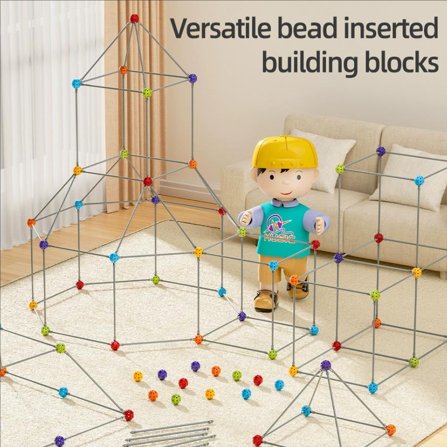 3d立体百变插珠积木几何拼插儿童diy教具拼装益智玩具3到13岁礼物