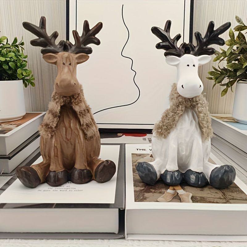 跨境北欧创意趣味坐姿麋鹿客厅桌面家居装饰圣诞节树脂工艺品摆件,家居饰品,桌面摆件,淘宝优惠券,粉丝福利购,淘宝优惠卷