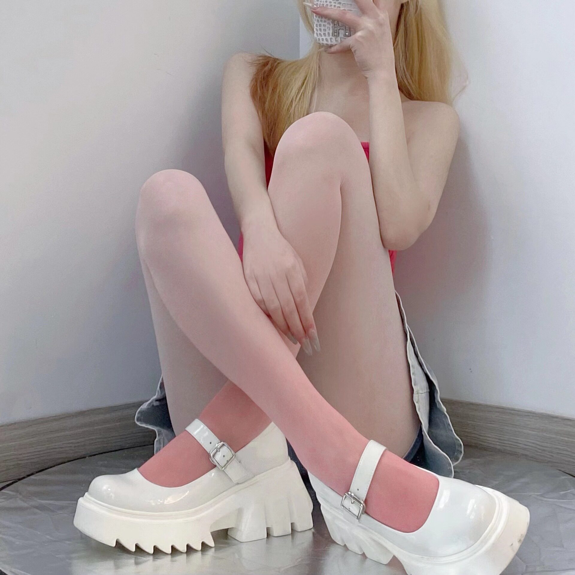网红夏季薄款ins潮 渐变丝袜 连裤袜糖果彩色显瘦美腿打底袜子B13