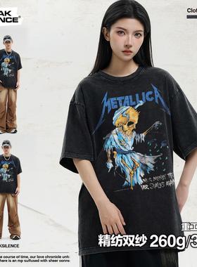 贾斯汀比伯同款 Megadeth乐队美式摇滚复古印花短袖t恤纯棉男女夏