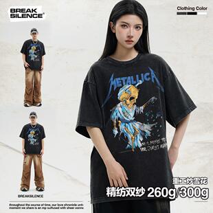 贾斯汀比伯同款 Megadeth乐队美式摇滚复古印花短袖t恤纯棉男女夏