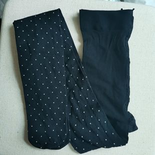 日本原单秋春款中厚天鹅绒提花纹波点爱心女士尾单打底裤袜