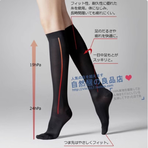 少量丝袜牛货日本制原单尾单紧身瘦腿袜黑白肤长筒袜中筒女压力袜