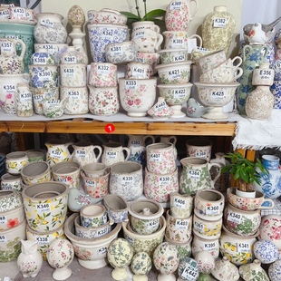 新中式仿古做旧冰裂纹青花蝴蝶兰花盆花瓶//打孔备注/水培备注