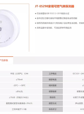 优周ES268/ES278/ES268+/ES298燃气报警器探测器白色联网12V 220V