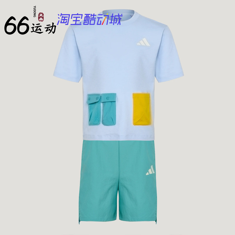 阿迪达斯男童速干运动短袖套装