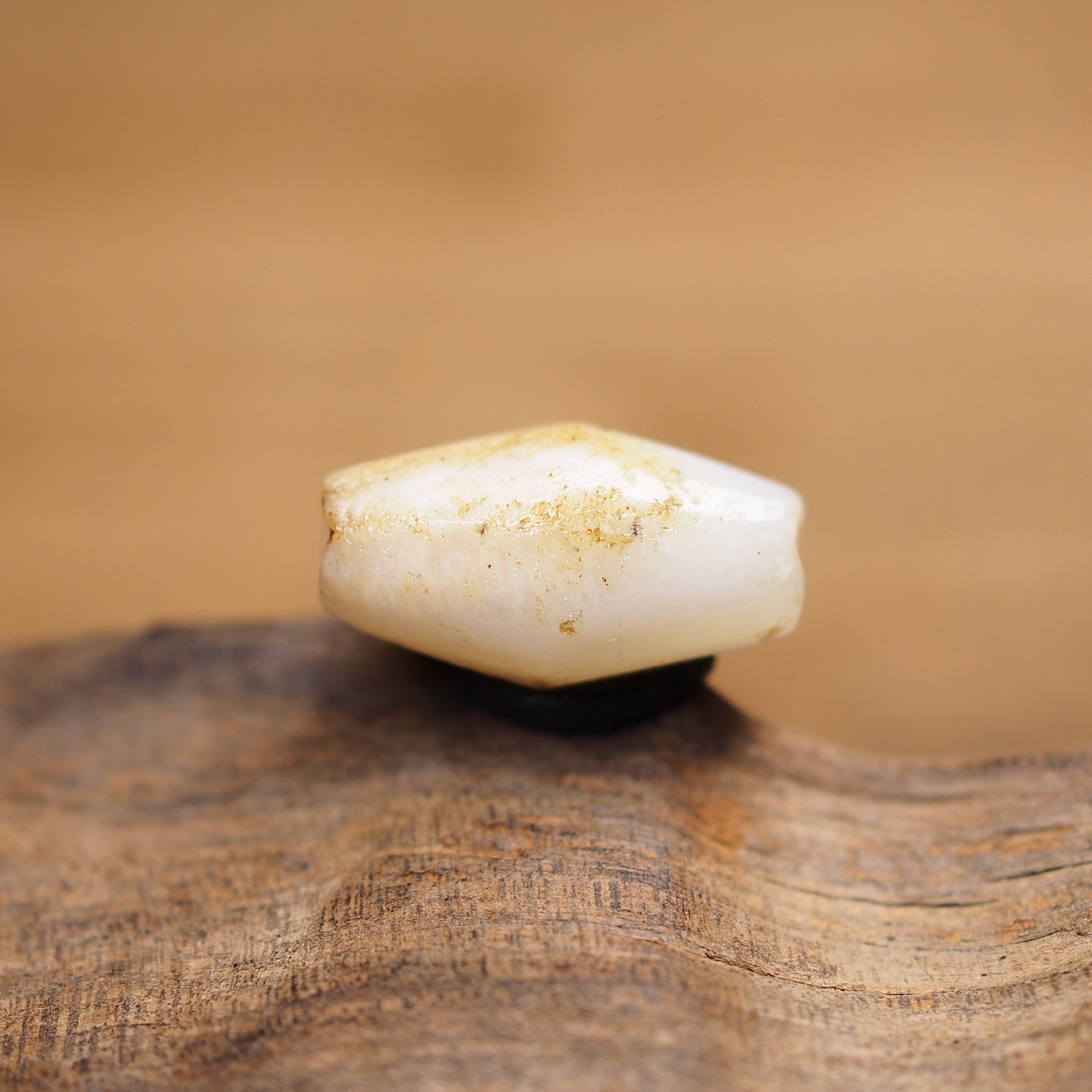 千年巴克特里亚 嫩色双锥形缠丝管珠古珠12.8x7 一处石头纹较重