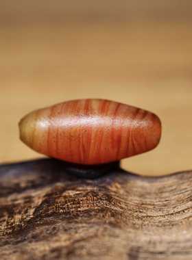 西亚百年红色绞丝搅胎缠丝老琉璃古珠18.6x8.6 一端略短 包老好价