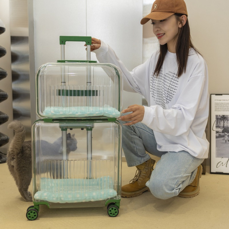 宠物用品户外轻便推车猫狗拉杆箱防漏猫咪便携大行李箱透明
