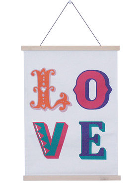 情人节装饰挂件创意爱情love十字绣帆布卷帘挂饰木质工艺品字画