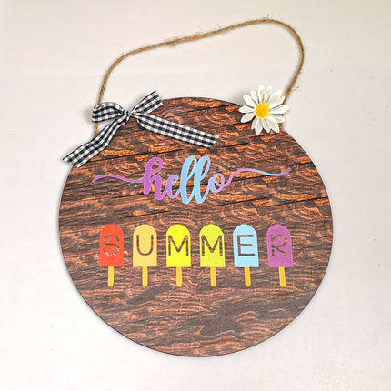 你好，夏天欢迎牌家庭木质挂牌hello summer欧式家居挂饰门牌挂件