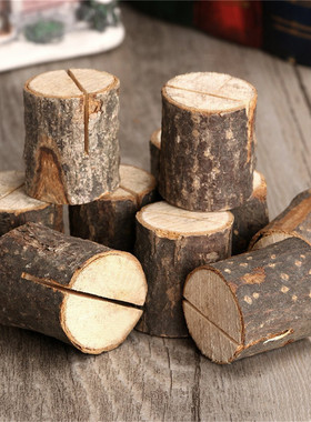 木质木制树桩便签座照片夹 创意家居diy木桩装饰摆件 婚庆工艺品