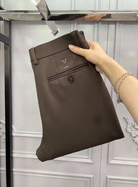 专柜正品卡其色当季穿搭秋季男潮牌修身直筒男士西裤休闲裤长裤子