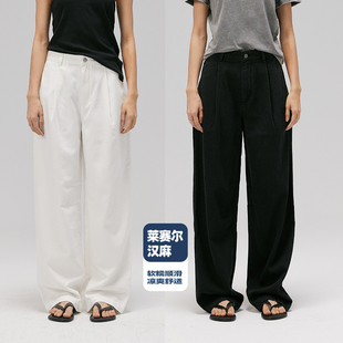 白色牛仔裤 2025夏季 NO93薄款 女高腰宽松直筒裤 子 新品 亚麻休闲长裤