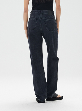 NO93复古美式烟灰色牛仔裤女装高腰宽松直筒裤2025秋冬新款长裤子