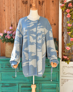 2023秋冬新品 欧美气质宽松中长马海毛安哥拉山羊毛开衫毛衣外套