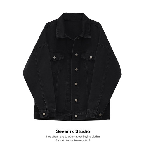 柔软黑色牛仔外套女装春秋韩版