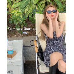 Real shot! Real price! Super a spice girl geometric print slim suspender dress