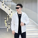 2026年新款纯色连帽休闲夹克钱塘3019-JK9069P145真模黑色，男装夹克，电商A023