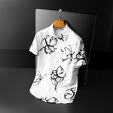 2024年新款衬衫青春大码修身风短袖衬衣钱塘30192312P65平铺，男装衬衫，电商A023