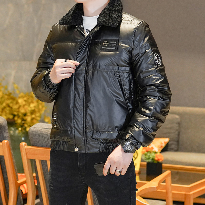 可拆卸Y9822P320高端冬季90%白鸭绒亮面翻领羽绒服真模365,男装羽绒服,电商A023